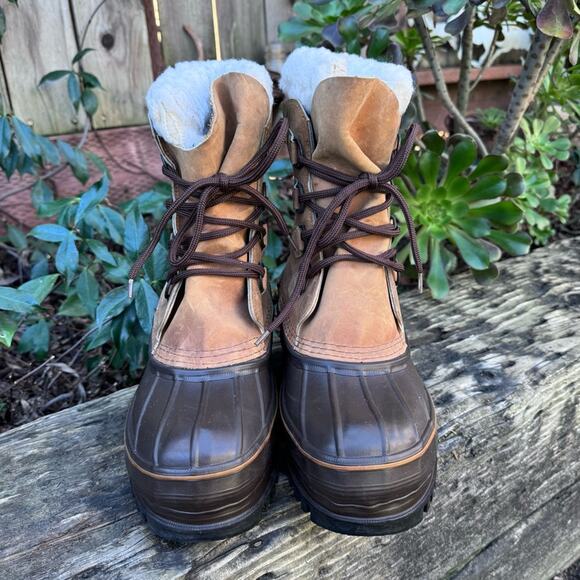 Eddie Bauer Snow Boots Leather Rubber Wool Blend Lined Women's size 7 USA - Picture 2 of 10